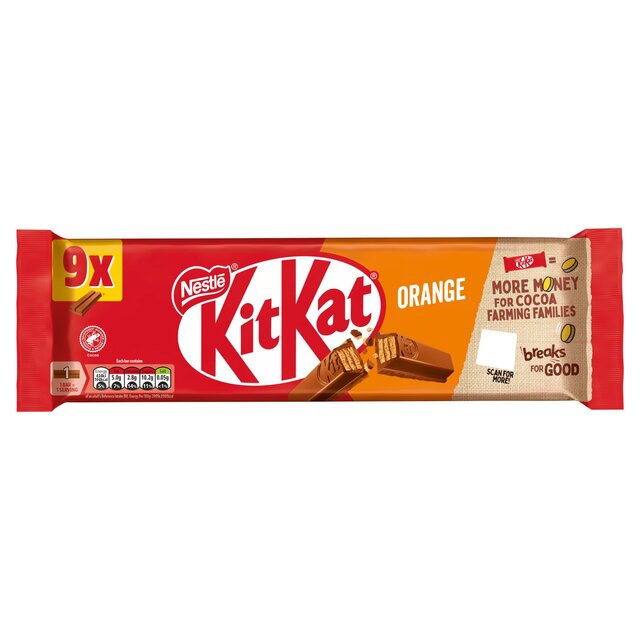 KitKat 2 Finger Orange Chocolate Biscuit Bar 9 per pack