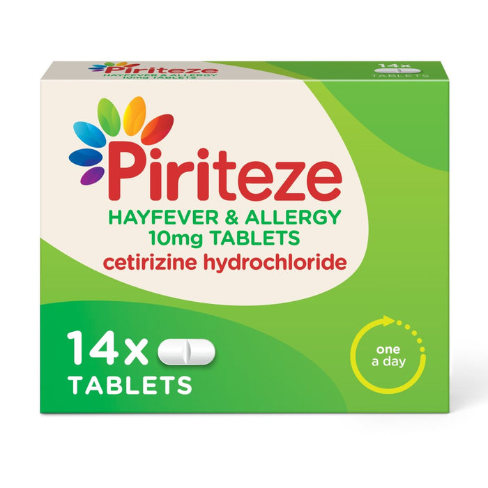 Tabletas de alivio de alergias antihistamínas Piriteze Cetrizine 14 por paquete