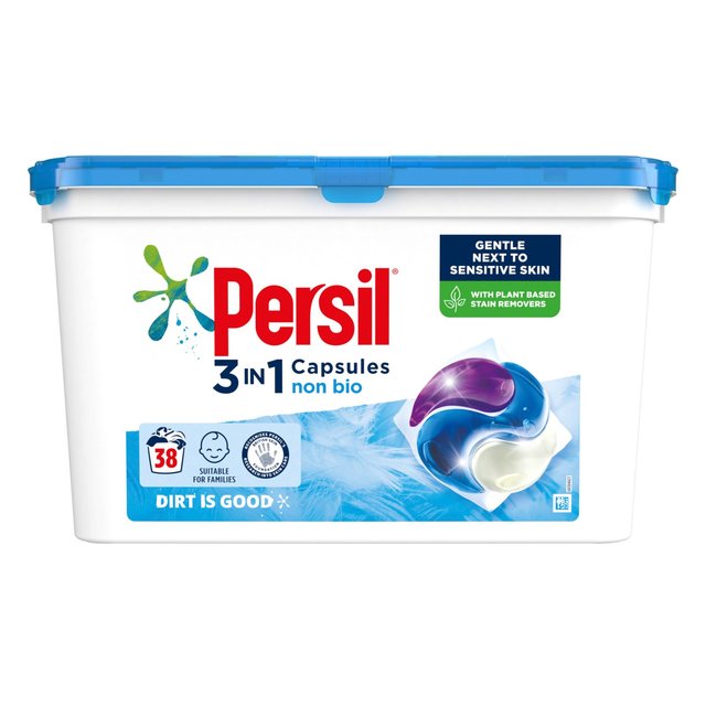 Persil 3 en 1 Cápsulas de lavado de lavandería Non Bio 38 por paquete