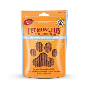 Pet Munchies Saumon sauvage et bâtonnet de patate douce friandises 90g